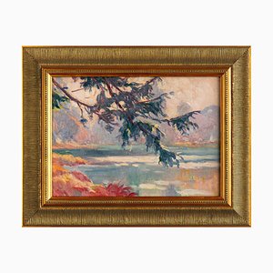 Henri Hélis, Branches Above Water, Oil Painting on Canvas, Early 20th Century, Framed