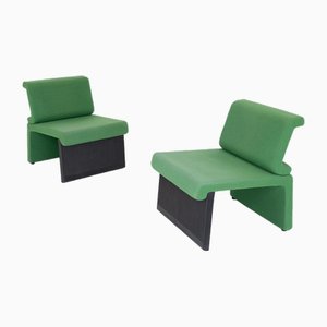 Fabric and Plastic Armchairs, 1980s, Set of 2