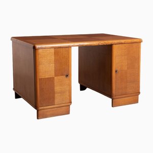 Art Deco Partner's Desk in Harlequin Oak and Golden Oak, 1930