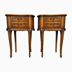 Louis XV Style Bedside Tables in Cherry Wood, Set of 2