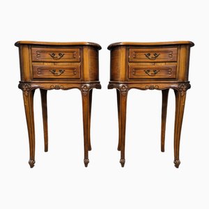 Tables de Chevet Style Louis XV en Merisier, Set de 2