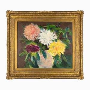 Fritz Mühsam, Dahlia Flower Still Life, Inizio XX secolo, Dipinto ad olio, Incorniciato