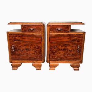 Italian Bedside Tables in Briarwood, 1930s, Set of 2