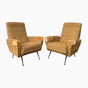 Set of Vintage Italian Armchairs with Metal Legs, 1950s