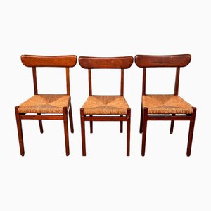 Vintage Stühle aus Buche mit Geflechtsitz, 1950er, 3er Set