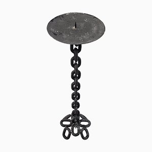 Large Brutalist Iron Chain Candlestick Holder, France, 1960s