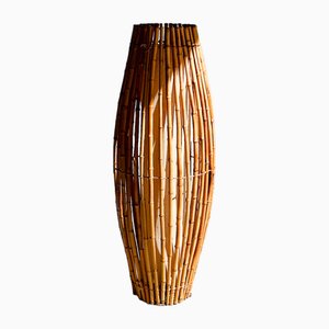 Lámpara de pie de ratán y bambú, años 70