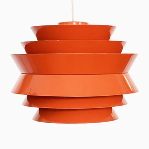 Trava Pendant Light in Orange Lacquer by Carl Thore for Granhaga Metallindustri, Sweden, 1970s