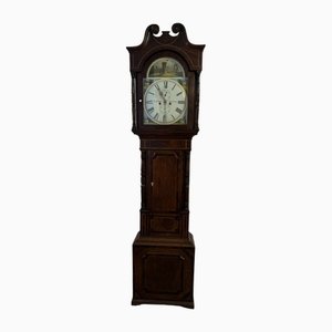 Reloj Longcase George III antiguo de caoba y roble, década de 1800