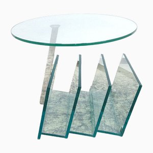 Table Basse Moderne en Verre avec Porte-Journaux