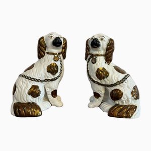 Antique Victorian Staffordshire Dogs, 1880, Set of 2