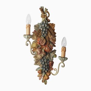 Hollywood Regency Hand-Carved Cornucopia Wall Lamp, 1960s