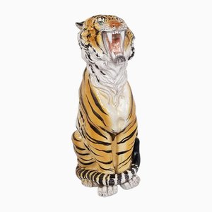 Large Ceramic Hand Painted Tiger, Italy, 1970s
