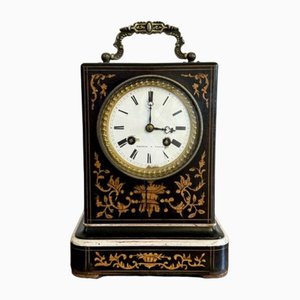 Antique Marquetry Inlaid Mantle Clock, 1840s