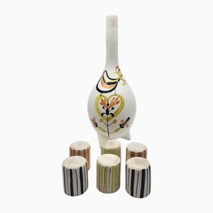 Set da liquore in ceramica di Roger Capron per Vallauris, anni '50, set di 7