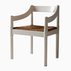 Stuhl aus Holz & Stroh von Vico Magistretti für Cassina