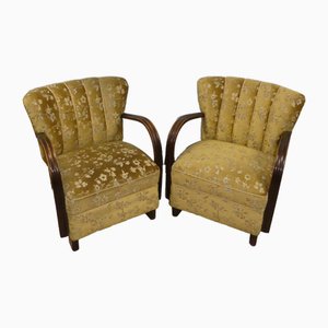 Art Deco Armchair with Armrests in Beige, 1920s