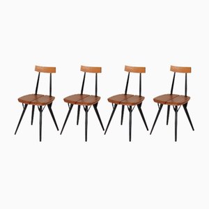 Wooden Chairs by Ilmari Tapiovaara, Set of 4