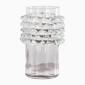 Blown Murano Glass Vase in Rostrato Crystal Color, Italy
