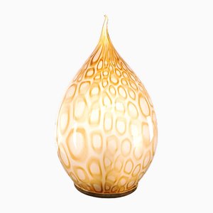 Lampada da Tavolo a Forma di Uovo in Vetro di Murano Ambrato con Texture, Italia