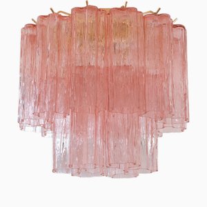 Lámpara de techo con cristal de Murano rosa, Italia, años 90