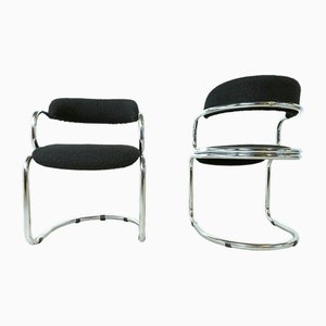 Vintage Space Age Chrome Cantilever Dining Chairs, 1970s, Set of 8