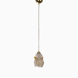 Vintage Flower Pendant in White and Gold Murano Glass and Pink Details, Italy, 1980s
