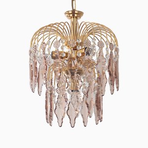 Hollywood Regency Chandelier with Amethyst Colored Crystals, Italy, 1990s