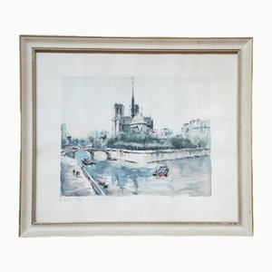 Ile de la Cite, 1970-1980, Lithograph, Framed