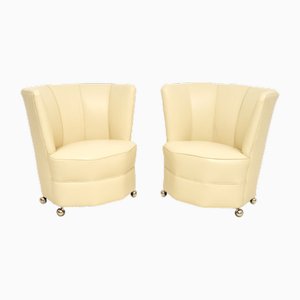 Art Deco Leather Armchairs, 1920, Set of 2