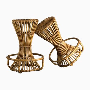 Wicker Stools, 1960s, Set of 2