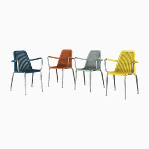 Chaises de Bar Vintage en Corde Multicolore, 1970s, Set de 4