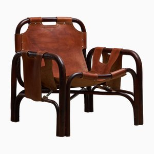 Brown Leather Safari Chair, 1970s