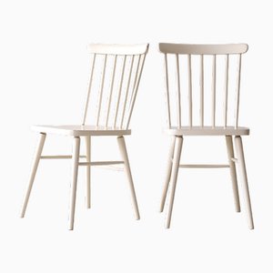 Chaises Vintage Scandinaves Blanches, 1960s, Set de 2