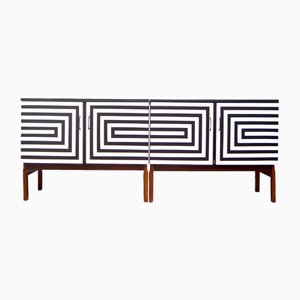 Modular Sideboard with Op Art Motif, 1970s, Set of 2