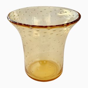 Vaso Mid-Century in vetro ambrato di Murano di Archimede Seguso per Seguso, anni '50