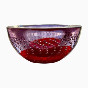 Bubble Lilac and Red Glass Bowl from Made Murano Glass, 1950s