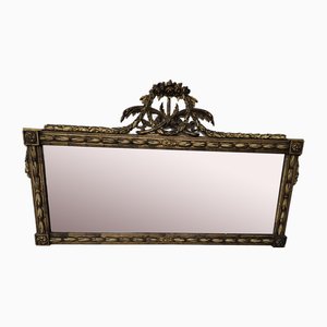 Large Antique Golden Wall Mirror in Carved Wood, 1890s
