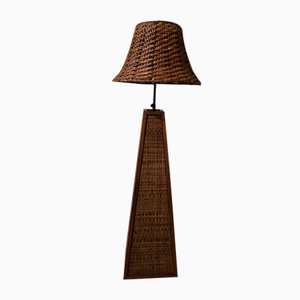 Vintage Rattan Lampe in Pyramidenform, 1960er