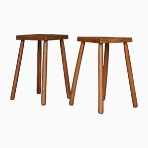 Set of Rustic Oak High Stools. 1970s