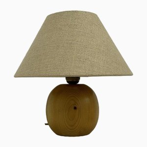 Vintage Pine Ball Table Lamp, 1970s
