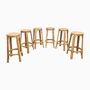 Vintage Bamboo Barstools, 1960s, Set of 6