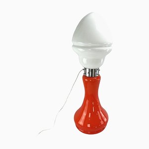 Lampada da terra Birillo Lipstick arancione in vetro e metallo cromato di Carlo Nason per AV Mazzega, anni '60