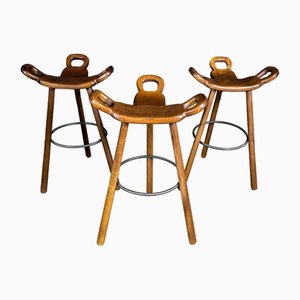 Spanish Marbella Bar Stools by Sergio Rodrigues for Confonorm, Set of 3