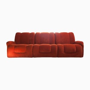 Modular Red Sofa, 1970s, Set of 3