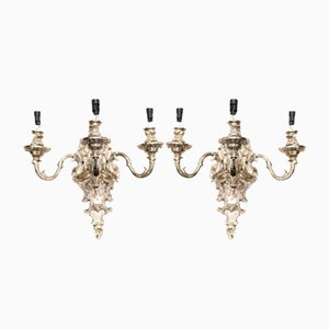 Regency Silberne Bronze Wandlampen, 2 . Set