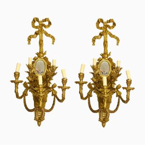 French Louis XVI Ormolu Wall Lights, Set of 2