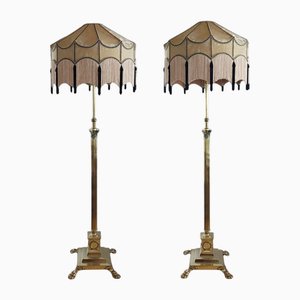 Late 19th Century Brass Extendable Lamp Standards, 1890s, Set of 2