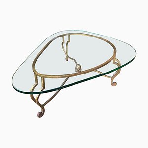 Gilt Wrought Iron Coffee Table by Maison Ramsay, 1960s
