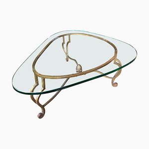 Table Basse en Fer Forgé Doré par Maison Ramsay, 1960s